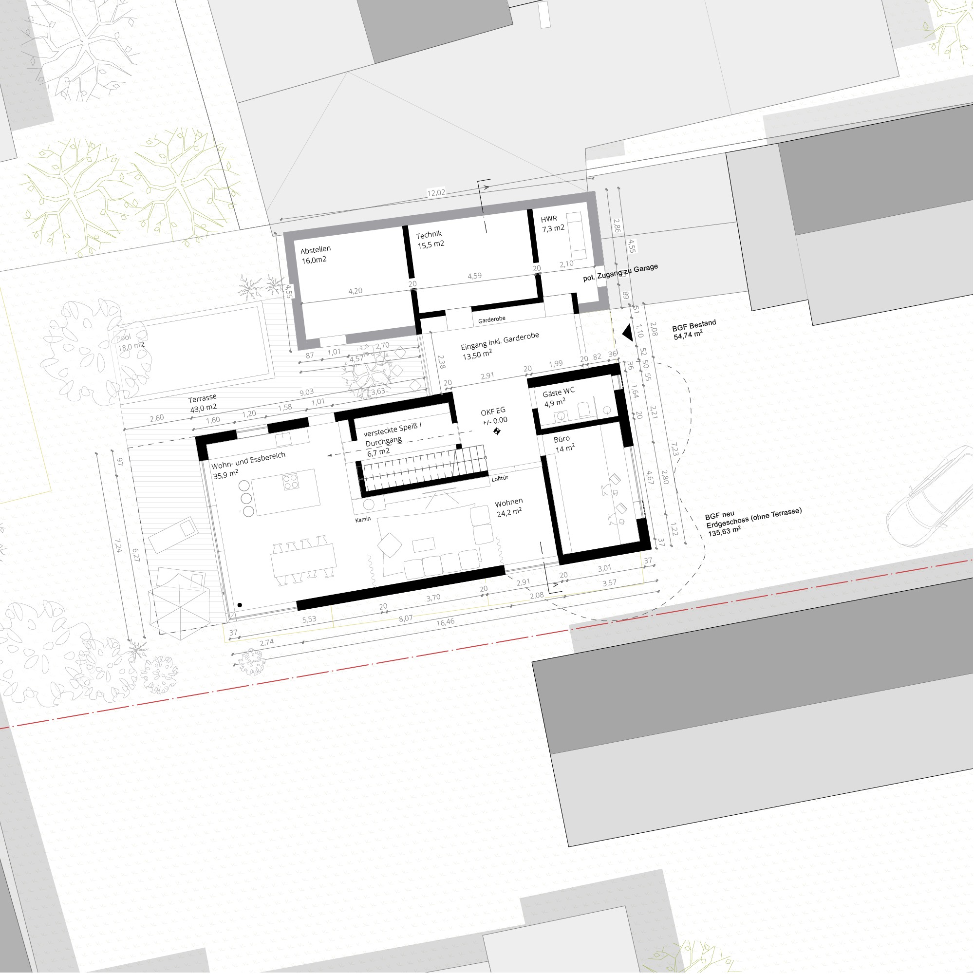 Entwurf B – Grundriss EG